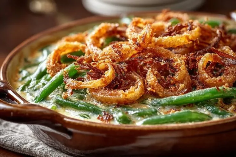 Pioneer Woman's green bean casserole dish served at a family gathering