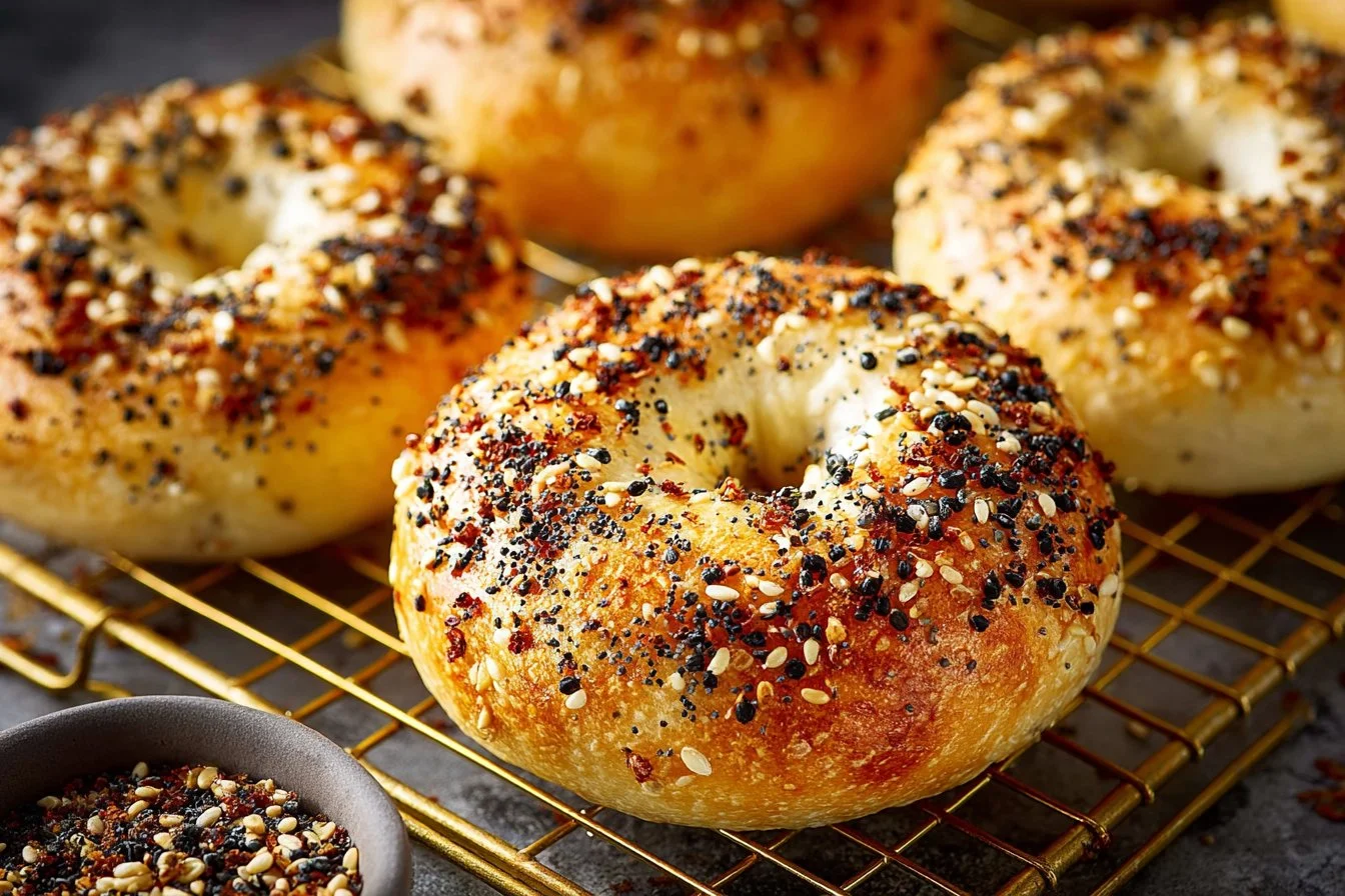 Freshly baked protein bagels for a nutritious breakfast or snack option.