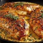 Delicious Ranch Chicken recipe served with fresh herbs and vegetables.