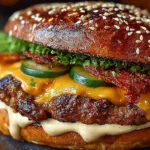 Delicious homemade smash burger with secret sauce on a wooden board