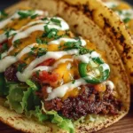 Delicious Smash Burger Tacos served with fresh toppings and condiments.