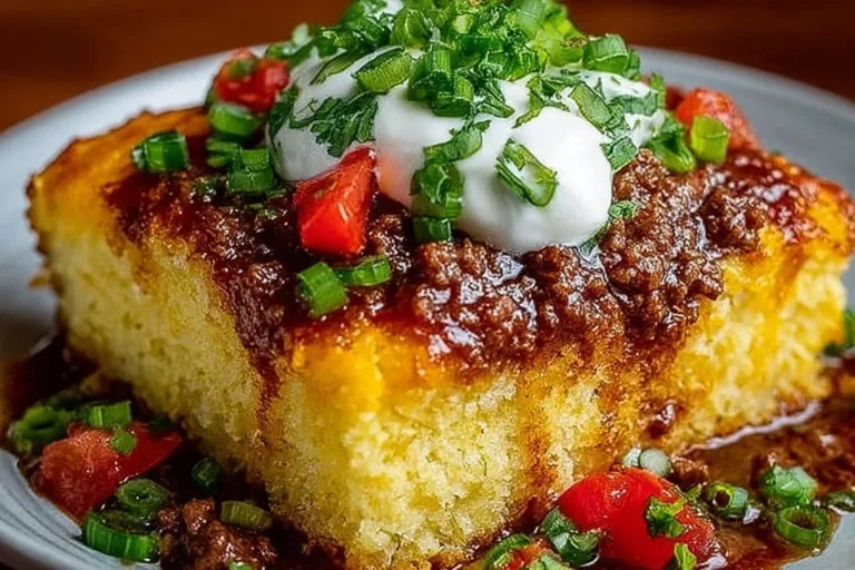 Delicious Texas Tamale Pie served with toppings