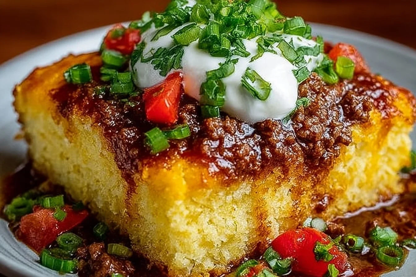 Delicious Texas Tamale Pie served with toppings