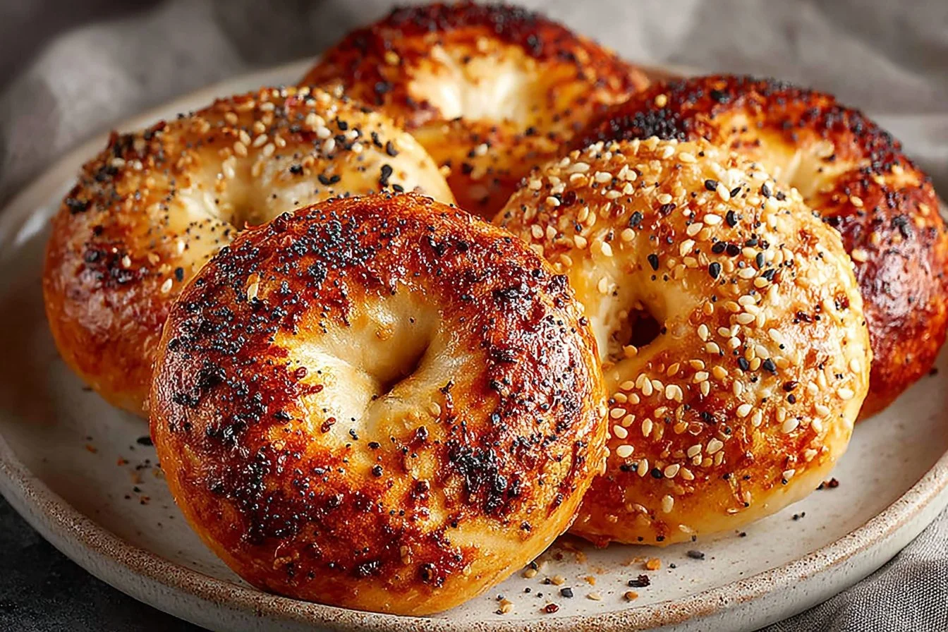 Two-Ingredient Air Fryer Protein Bagels ready to eat