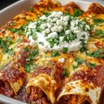 Delicious quick and easy chicken enchiladas ready to be served.