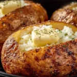 Air Fryer Baked Potato with crispy skin and fluffy interior
