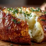 Crispy Air Fryer Baked Potato with fluffy interior served on a plate