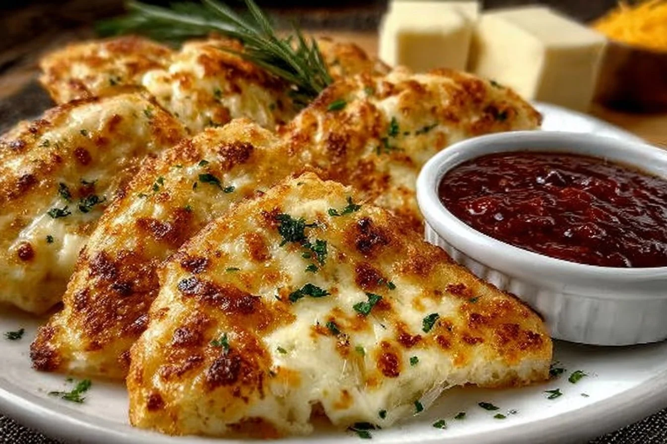 Delicious air fryer cheesy tortilla garlic bread golden brown and crispy