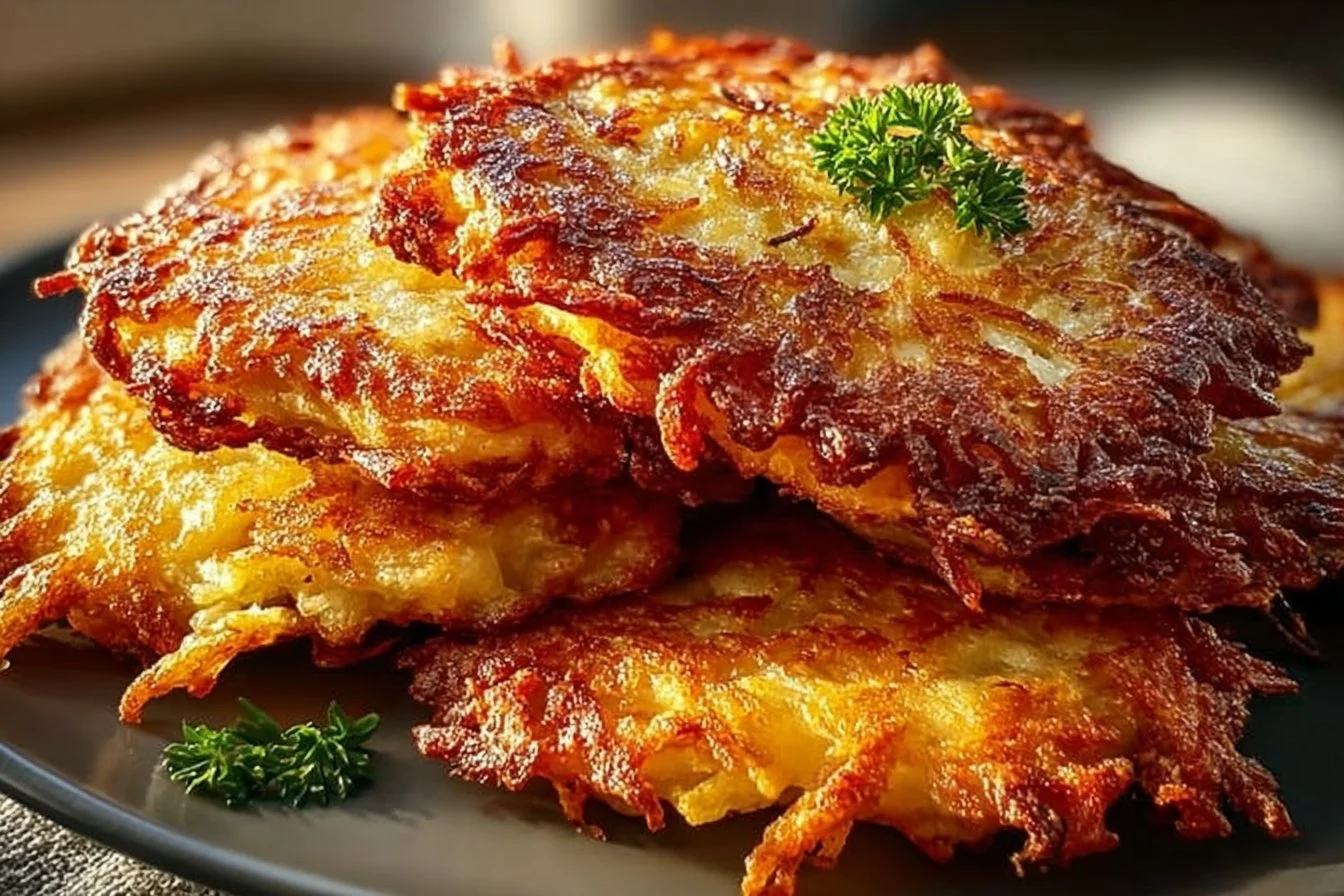 Crispy air-fryer latkes cooked at 400°F, golden brown and delicious without the mess.