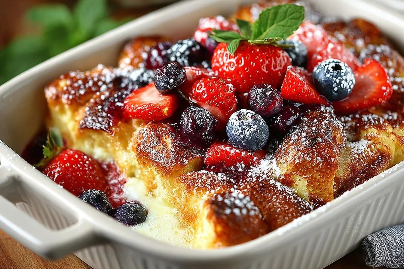 Delicious berry croissant bake with fresh berries and flaky pastry