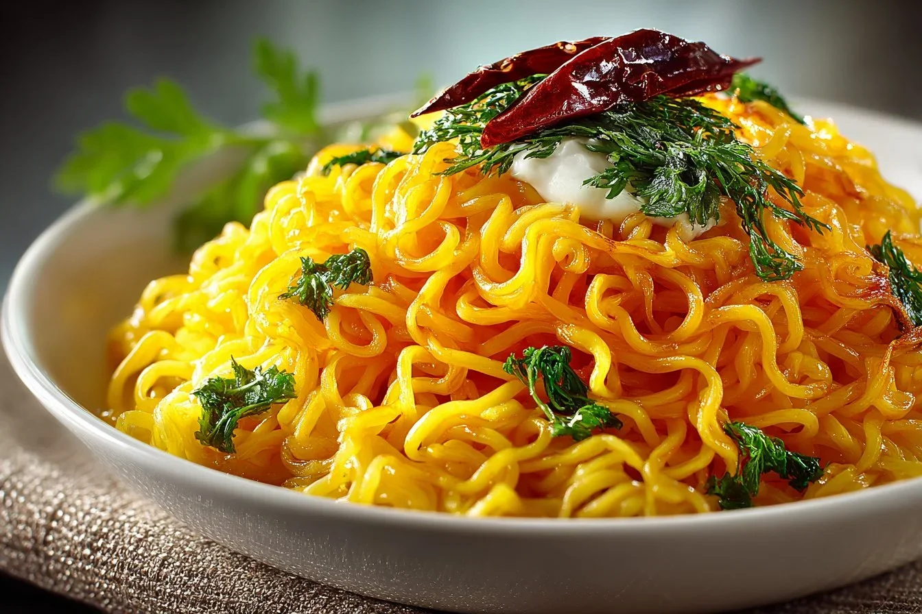 Colorful Chow Mein dish served with fresh vegetables and savory sauce