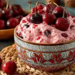 Delicious Cherry Cheesecake Fluff with cherries and creamy cheesecake filling
