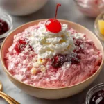 Creamy Cherry Fluff Salad with cherries and marshmallows in a bowl