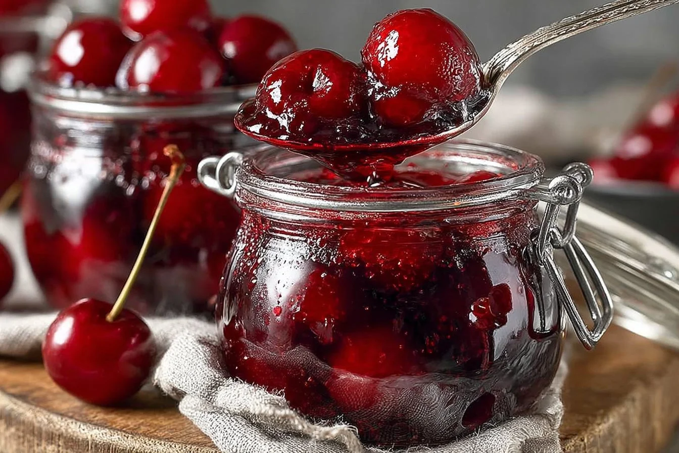 Homemade cherry pie filling in a bowl, ready for baking.