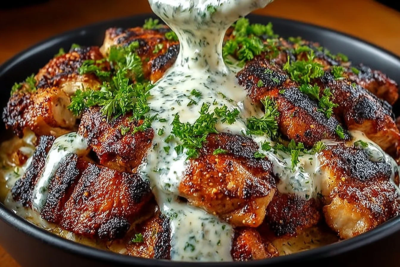 Delicious chicken shawarma served with creamy garlic sauce on a plate