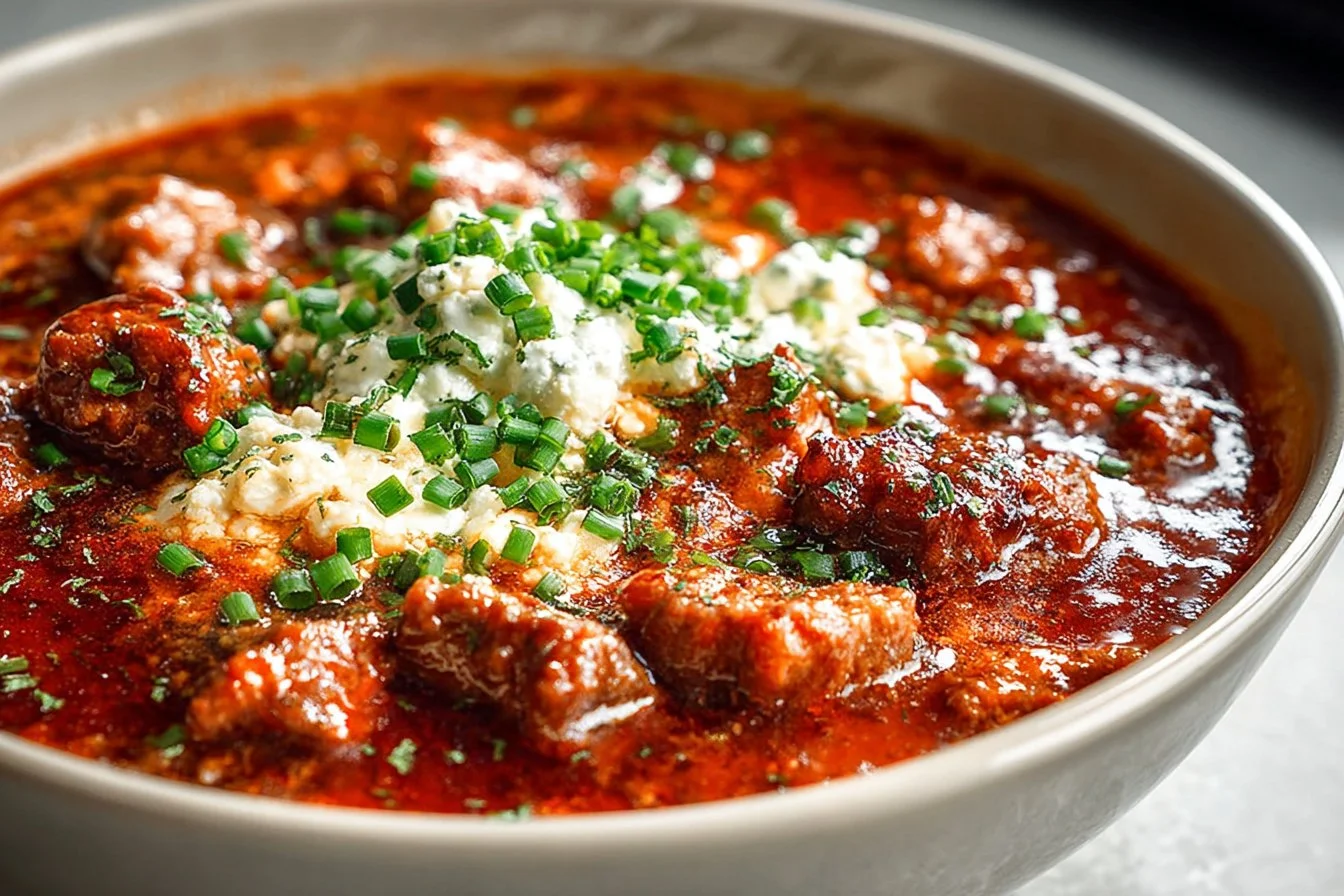 Cottage Cheese Chicken Parmesan Bowl garnished with fresh herbs