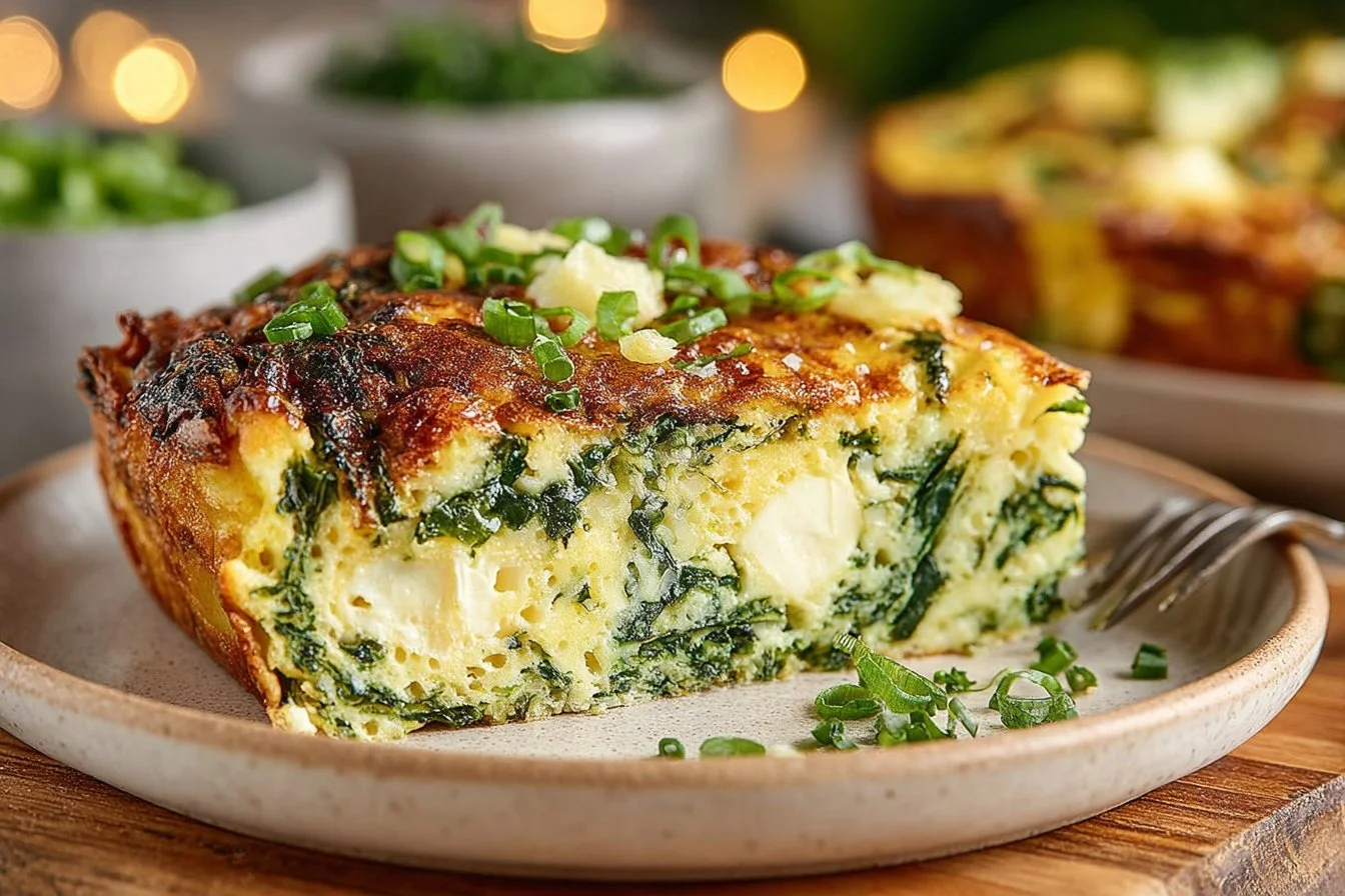 A delicious Cottage Cheese Egg Bake served in a baking dish.