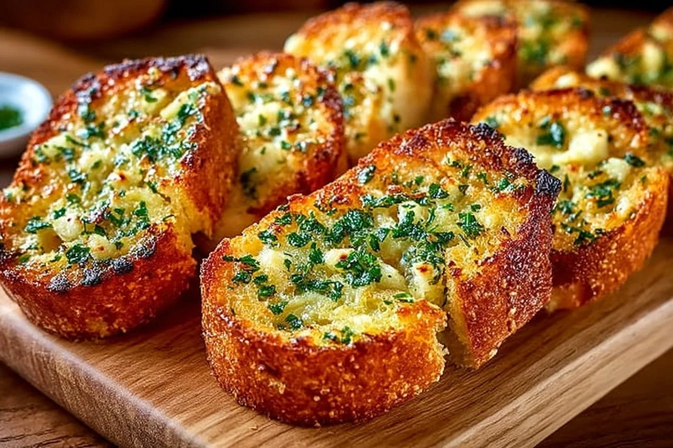 Crispy air fryer garlic bread ready in 10 minutes with herbs and butter.