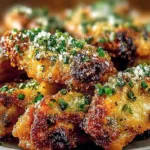 Crispy Air Fryer Parmesan Wings garnished with herbs and ready to serve