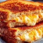Easy air fryer grilled cheese sandwich with melted cheese and golden bread