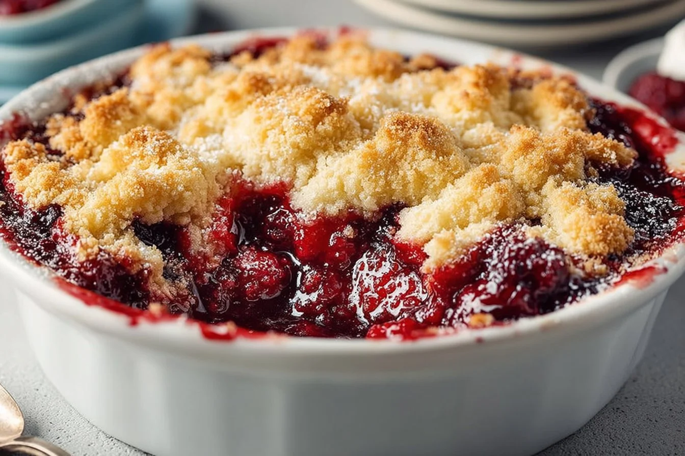 Delicious easy cherry cobbler made with fresh cherries and a golden crust.