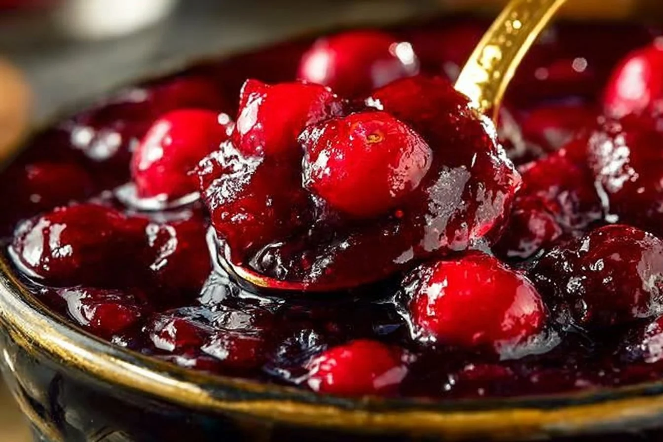 Easy homemade cranberry sauce recipe with fresh cranberries and spices.