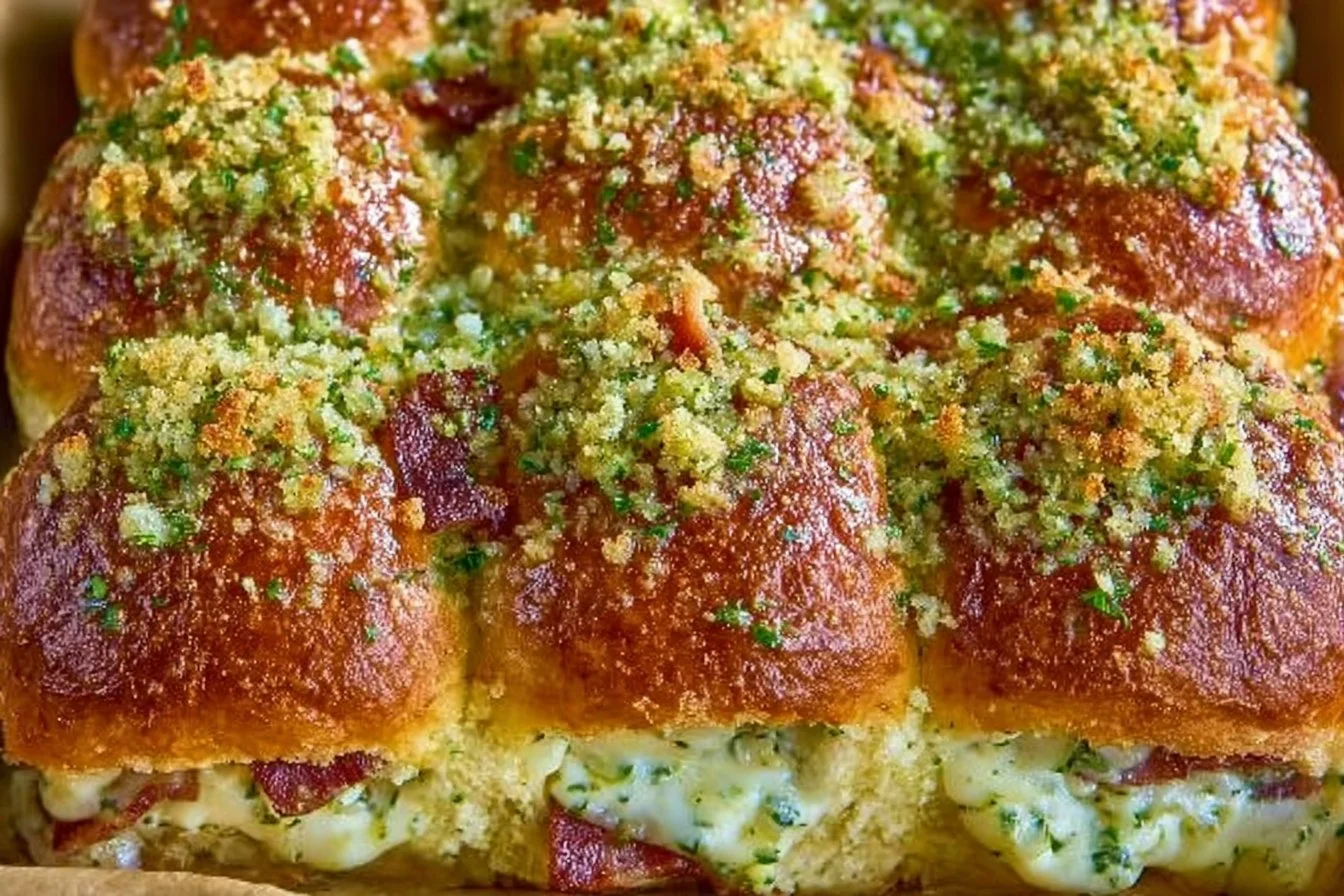 Ham and cheese sandwich with Canadian bacon and pesto glaze