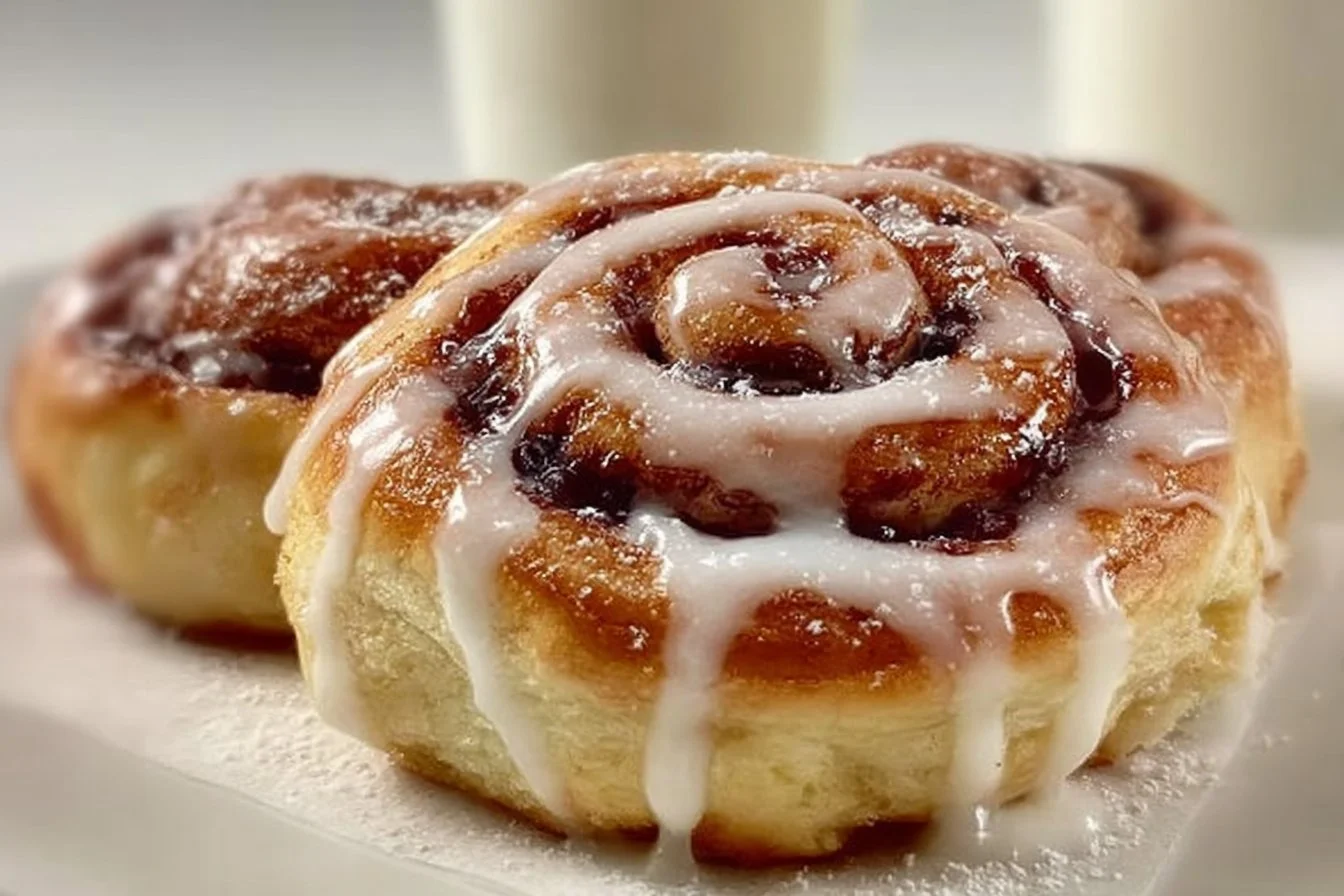 Delicious homemade cherry cinnamon rolls fresh out of the oven