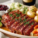Delicious Instant Pot corned beef served with vegetables