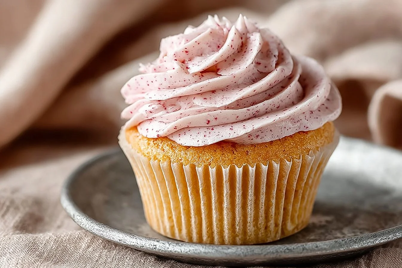 Delicious Lemon Raspberry Cupcakes with frosting and fresh raspberries on top