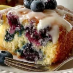 Delicious Lemon Blueberry Crazy Cake with fresh blueberries and lemon zest