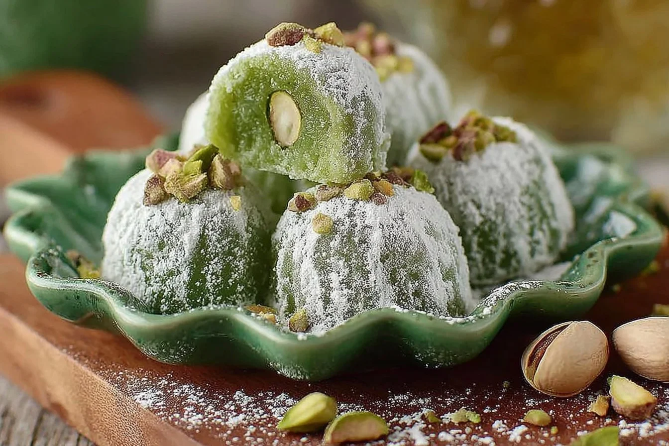 Delicious homemade pistachio cookies on a plate