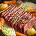 Slow Cooker Corned Beef and Cabbage dish served on a plate