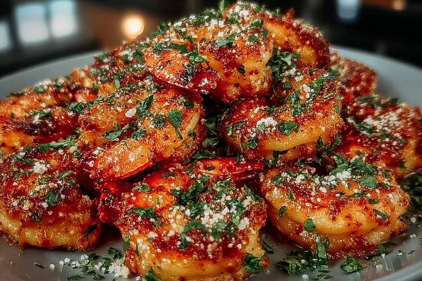 Air fryer garlic parmesan shrimp served as a tasty appetizer