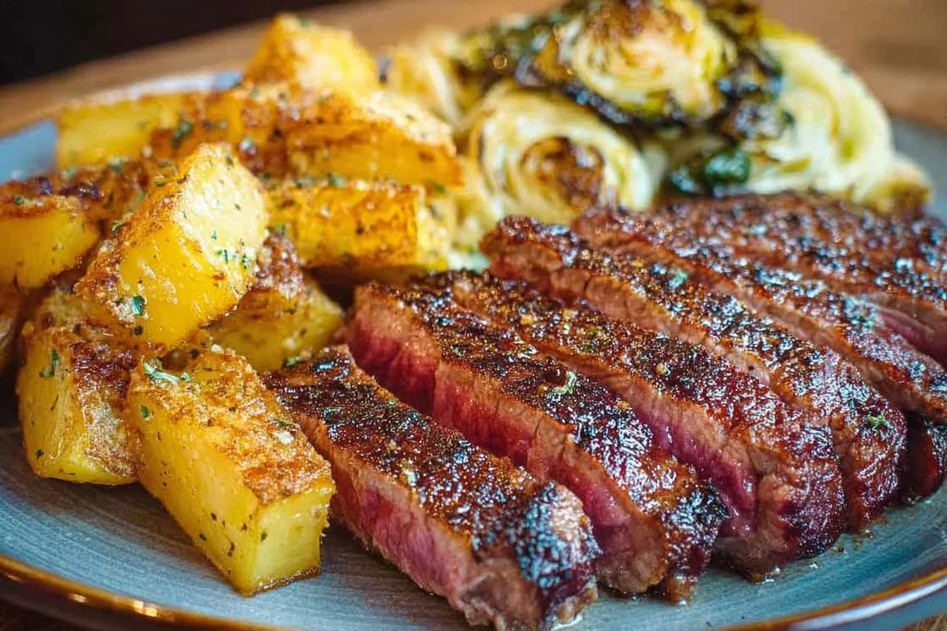 Ultimate slow cooker pot roast in a ceramic dish with vegetables