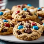 Festive 4th of July Monster Cookies with red, white, and blue decorations