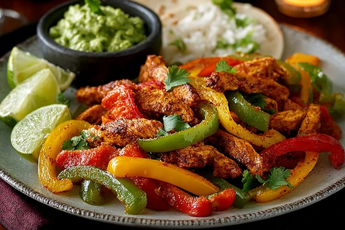 Delicious Air Fryer Chicken Fajitas served with colorful vegetables