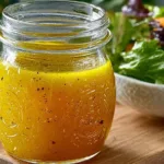 Homemade apple cider vinegar salad dressing in a mason jar
