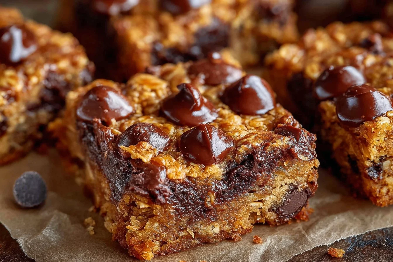 Healthy homemade Banana Oatmeal Bars served on a plate