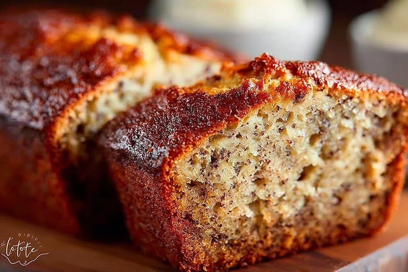 Delicious slice of homemade banana bread on a wooden table