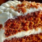 Slice of the best carrot cake ever garnished with cream cheese frosting