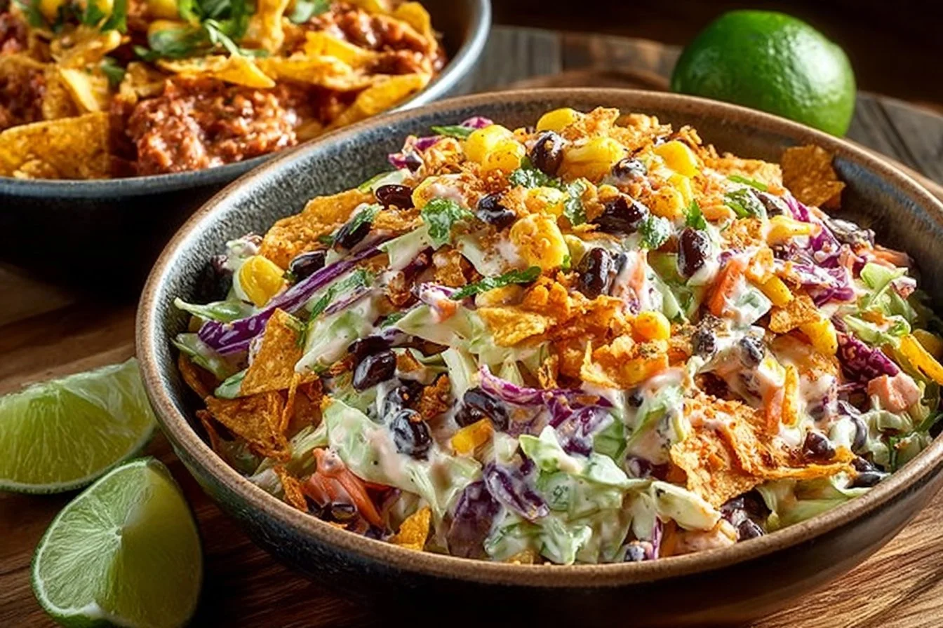 Bold flavor-packed coleslaw served in a bowl with vibrant vegetables