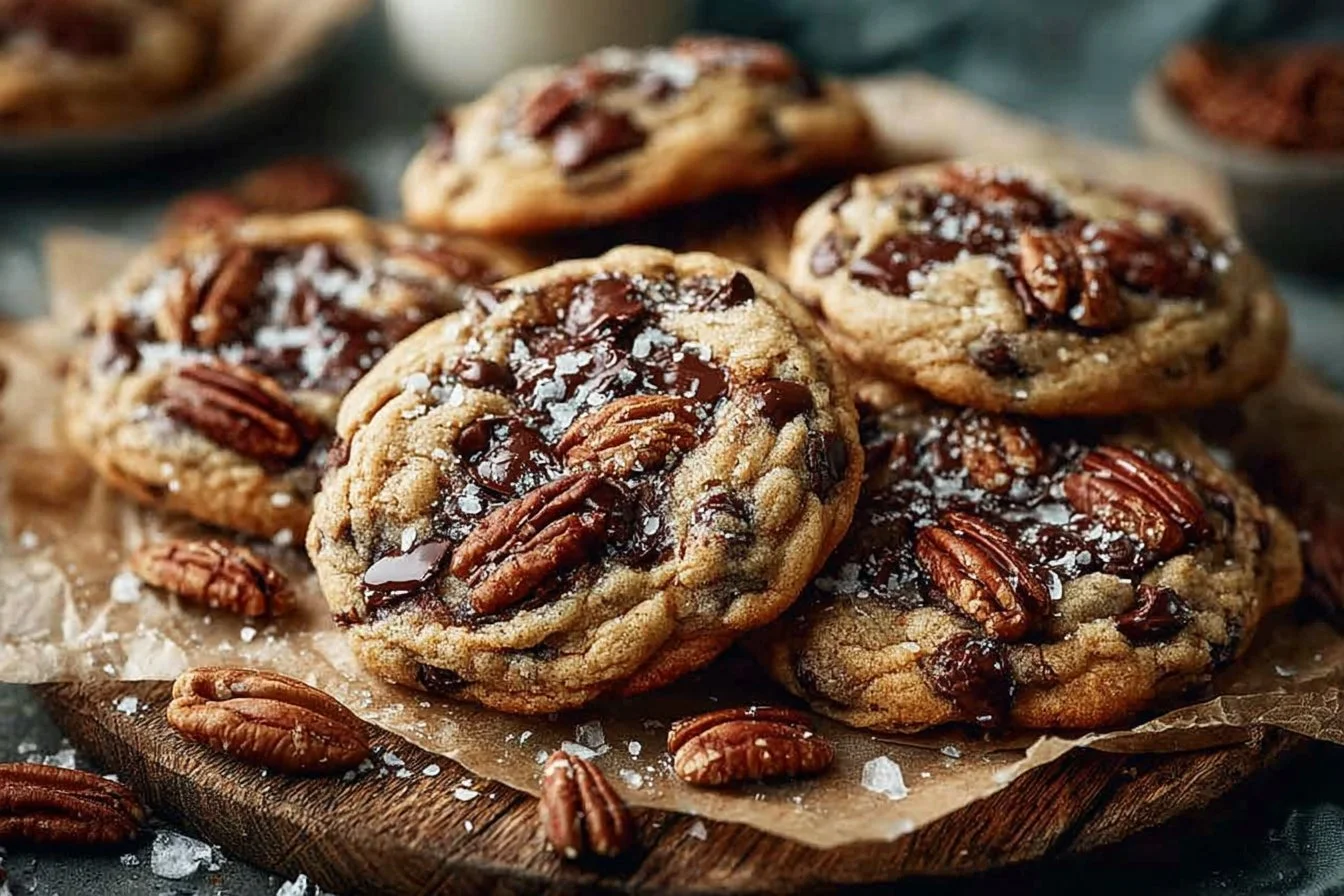Delicious Butter Pecan Chocolate Chip Cookies on a plate
