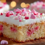 Chewy Valentine sugar cookie bars topped with colorful sprinkles