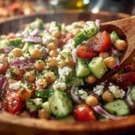 Chickpea Cucumber Salad with vibrant vegetables in a bowl