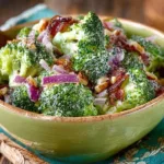 Classic Bacon Broccoli Salad with crispy bacon, fresh broccoli and savory dressing