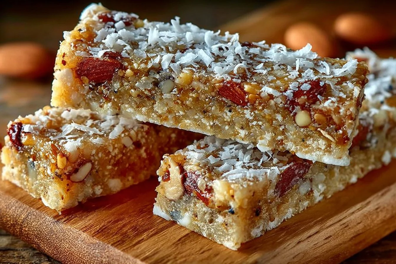 Healthy homemade Coconut Date Bars made with coconut and dates