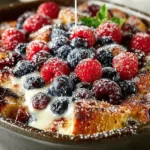 Delectable croissant breakfast casserole topped with cheese and herbs