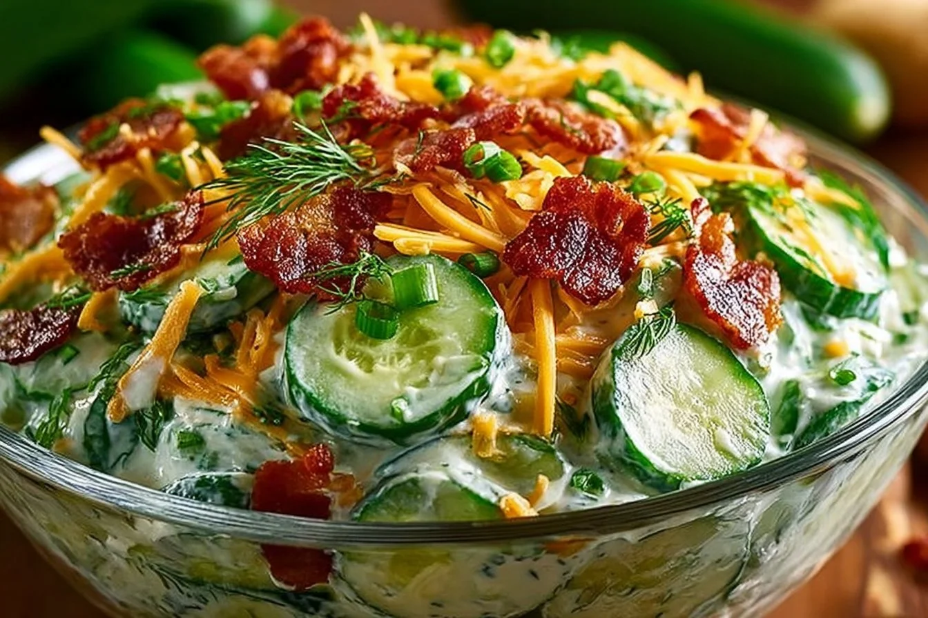 Delicious Cucumber Ranch Crack Salad in a serving bowl