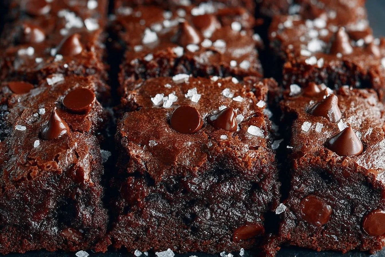 Slice of double chocolate banana bread with chocolate chips on a wooden table